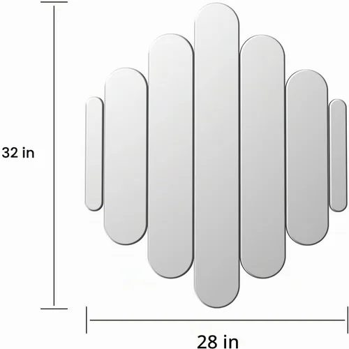 Vista 7 de Elegante espejo de pared de 32 x 28 pulgadas, elegante espejo de pared arqueado sin marco, estético, moderno, decorativo, de cristal, para montaje
