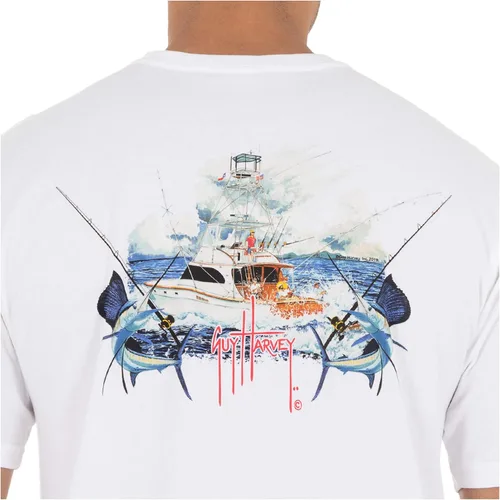 Vista 3 de Guy Harvey Billfish Collection - Camiseta de manga corta con bolsillo para hombre, PARENT