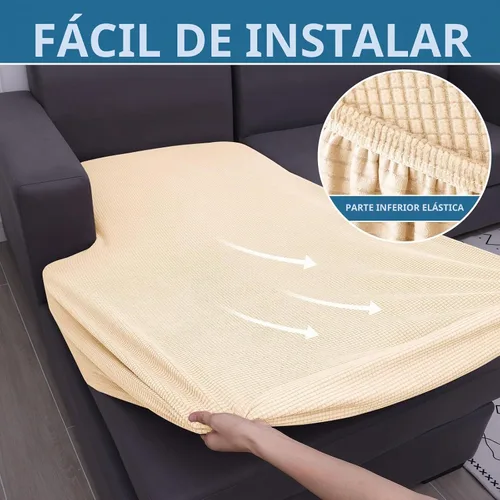 Vista 8 de hyha Fundas impermeables para sofá seccional, fundas de cojín Beige