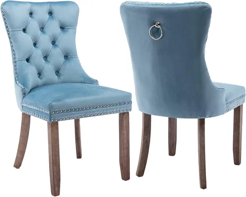 Vista 29 de Juego de 2 sillas de comedor de terciopelo beige, modernas sillas de cocina tapizadas