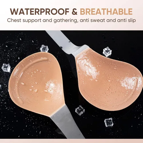 Vista 3 de MIXILU Sujetador adhesivo para pechos grandes, brasier adhesivo, brasier sin costuras para mujer, brasier push up para vestido sin espalda
