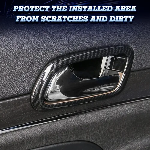Vista 3 de x xotic tech Cubierta decorativa para manija de puerta interior, patrón de fibra de carbono, compatible con Jeep Grand Cherokee 2011 2012 2013 2014