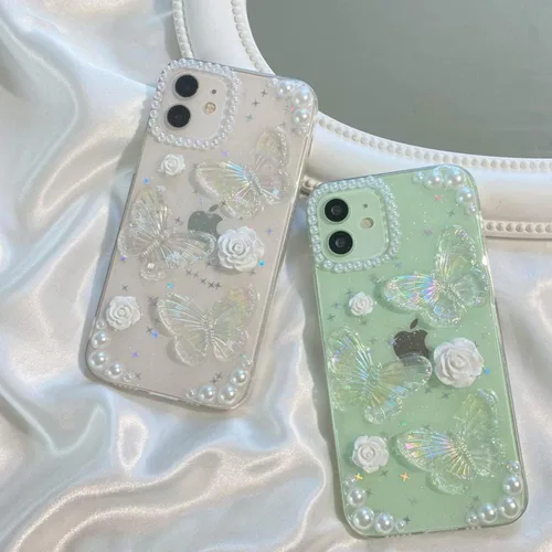 Vista 3 de Funda para iPhone 11 Pro con cadena de dije para teléfono, funda protectora con purpurina transparente para mujeres y niñas para iPhone 11 Pro