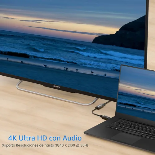 Vista 5 de Moread Adaptador 4K DisplayPort (DP) a HDMI, Convertidor de Puerto de Pantalla Unidireccional Chapado en Oro de Computadora a Pantalla HDMI