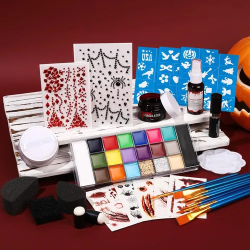 Vista 9 de UCANBE Kit de maquillaje SFX de Halloween - Paleta de aceite de pintura