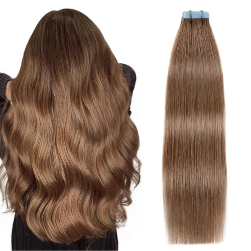 Vista 15 de SUYYA Extensiones de Cabello Humano Rizado Liso con Cinta, Color Negro Natural, Extensiones de Cabello con Cinta, Cabello Humano Rizado Liso, 12