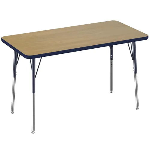 Vista 6 de FDP - Mesa rectangular para actividades escolares y de oficina (24 x 36 pulgadas), patas estándar con deslizadores giratorios, altura ajustable