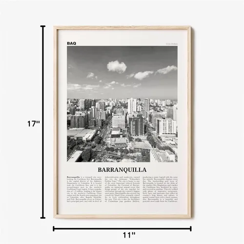 Vista 7 de Impresión de Barranquilla en blanco y negro, arte de pared de Barranquilla, póster de Barranquilla, foto de Barranquilla, Colombia, Atlántico