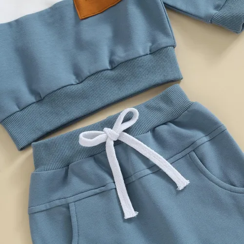 Vista 63 de Conjunto de sudadera de manga larga con cuello redondo y pantalones deportivos para bebés, ropa de invierno para bebé