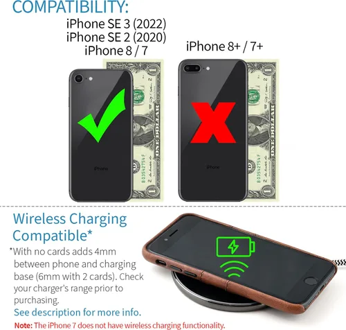 Vista 2 de Dockem Funda tipo cartera para iPhone SE 3 (2022), iPhone SE 2020, iPhone 8/7: piel sintética suave de alta calidad con 2 ranuras para tarjetas