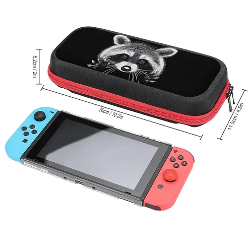 Vista 2 de Fern Raccoon Travel Carrying Case Tote Bag For Nintendo Switch Accessories Holds 20 Game Card Bag