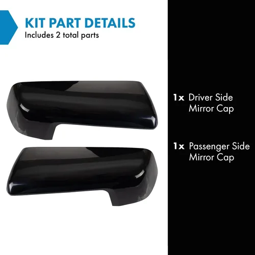 Vista 3 de TRQ Juego de tapas de espejo compatible con Chevrolet Silverado 1500 GMC Sierra 1500 2019-2021