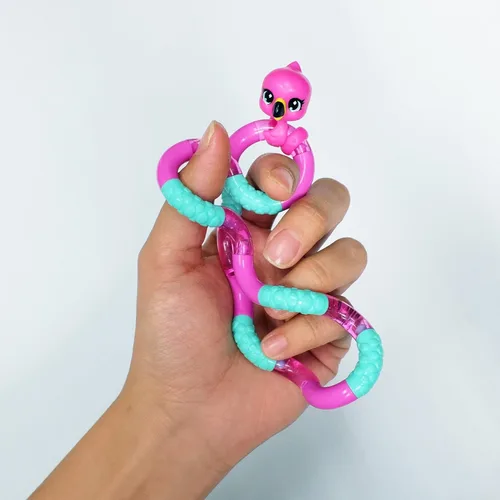 Vista 5 de TANGLE Jr. Pets (paquete de 2) – Uba The Unicorn and Linky The Flamingo – Juguetes para ansiedad para mascotas enredadas – Juguete para ansiedad