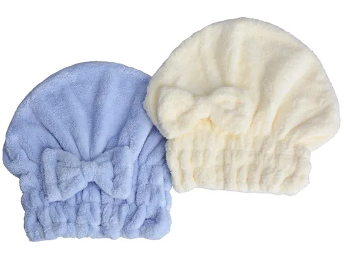 Vista 8 de Toallas de microfibra para secar el cabello con gorro de ducha con nudo de lazo, turbante para el cabello, gorro de baño para cabello rizado, corto