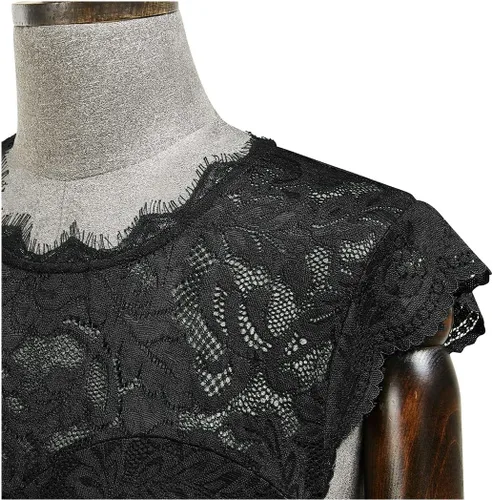 Vista 6 de MISSMAY Vestido largo de boda formal sin mangas con encaje floral retro para mujer