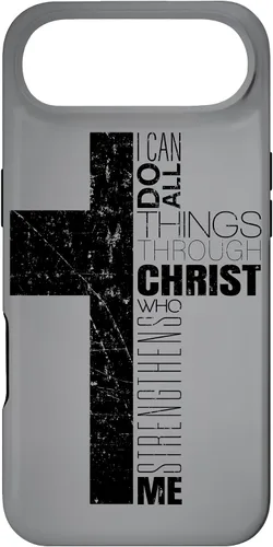 Vista 26 de iPhone XS Max Negro Cristiano Cruz Religiosa Biblia Verso Filipenses 4 13 Caso