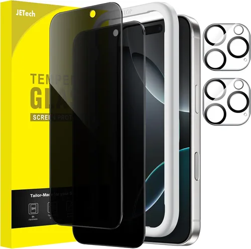 Vista 20 de JETech Protector de pantalla de privacidad para iPhone 11 de 6.1 pulgadas con protector de lente de cámara, película de vidrio templado antiespía