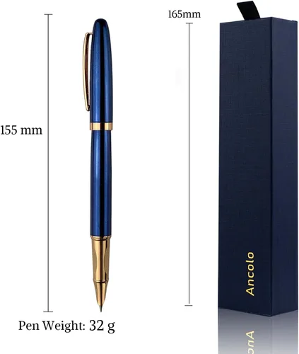 Vista 6 de Ancolo Pluma estilográfica de negocios de lujo personalizada con caja de bolígrafo, bolígrafos de calidad, cuerpo de metal, personalizado