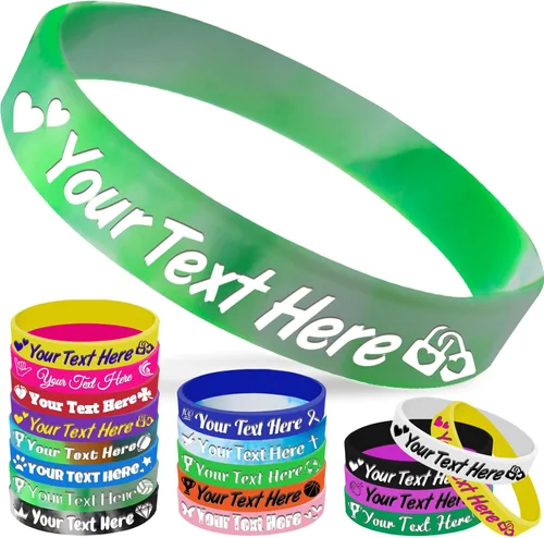Vista 8 de Pulseras de silicona personalizadas, pulseras de goma personalizadas a granel para eventos, regalos de motivación deportiva, apoyos para hombres