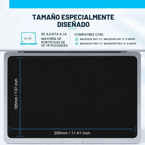 Vista 2 de Paquete de 2 paños de limpieza de microfibra de 13 pulgadas con protección de impresión de teclado de pantalla, accesorios protectores de teclado