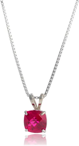 Vista 7 de MAX + STONE 925 Sterling Silver Cushion Cut Birthstone Necklace for Women 6mm Hypoallergenic Solitaire Necklace Gemstone Pendant Necklaces with
