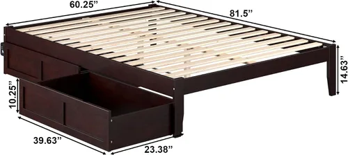 Vista 2 de AFI, Colorado - Cama de plataforma Queen con 2 cajones de almacenamiento, color espresso