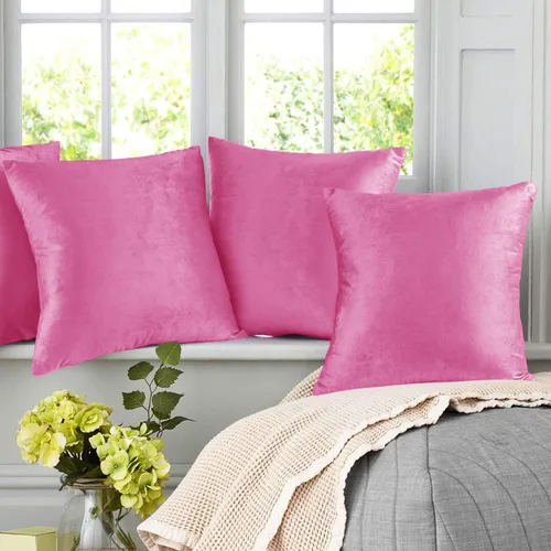 Vista 8 de Nestl Fundas de almohada decorativas, acogedoras fundas de almohada de terciopelo de color rosa claro de 20 x 20 pulgadas, suaves fundas de almohada