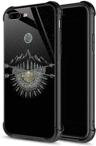 Vista 23 de ZHEGAILIAN Funda compatible con iPhone 7P/8P, AK 47, carcasa de munición para ametralladora AK 47, parte trasera de vidrio templado + funda
