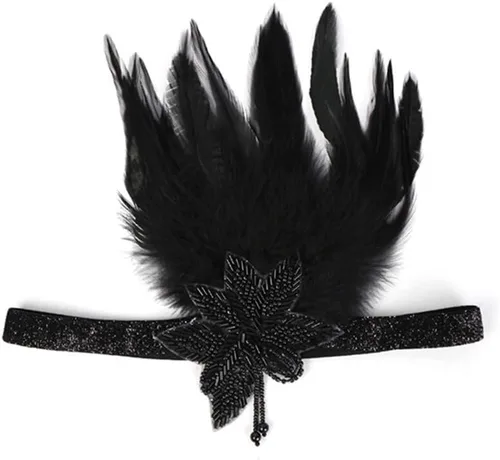 Vista 4 de Diadema Art Deco de los años 20 con plumas estilo flapper Roaring 20s Great Gatsby para mujer