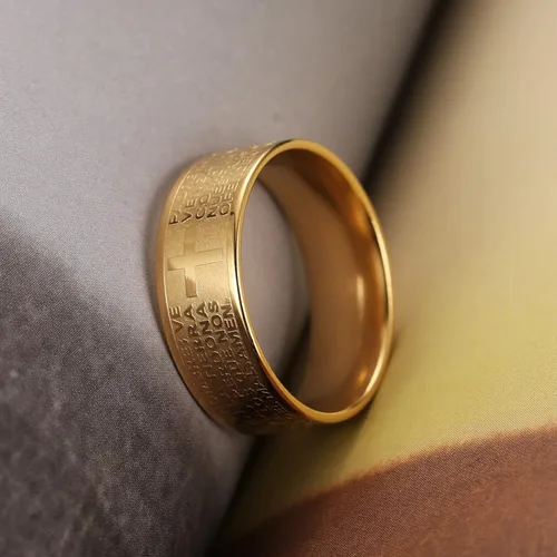 Vista 4 de Scddboy Anillo de boda pulido con versículo bíblico de 0.315in para hombre de acero inoxidable
