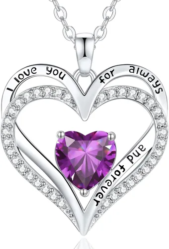 Vista 122 de CDE Collares de piedra natal para mujer, plata de ley 925, collar con colgante de corazón para siempre, Navidad, cumpleaños, aniversario, día de San