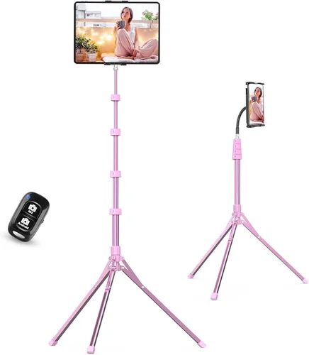 Vista 8 de Aureday Soporte de Piso para iPad, Soporte Trípode para iPad de Altura Ajustable de 67", Soporte para Tablet con Soporte Extensible para iPad mini