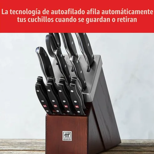 Vista 3 de ZWILLING TWIN Signature Juego de Cuchillos con Bloque Autoafilable de 15 Piezas - Marrón