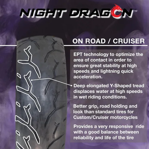 Vista 4 de Pirelli Night Dragon 240/40VR18 M/C 79V TL Cruiser - Neumático trasero de motocicleta - tracción y manejo superiores para cruceros de alto