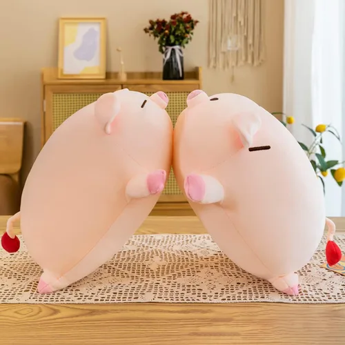 Vista 3 de MDXMY Almohada de peluche de cerdo de cerdo, almohada suave y gruesa para abrazar, juguetes lindos para niños y niñas (ojos redondos, 15.7 pulgadas)