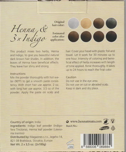 Vista 2 de Henna & Indigo - Tinte para el cabello castaño oscuro