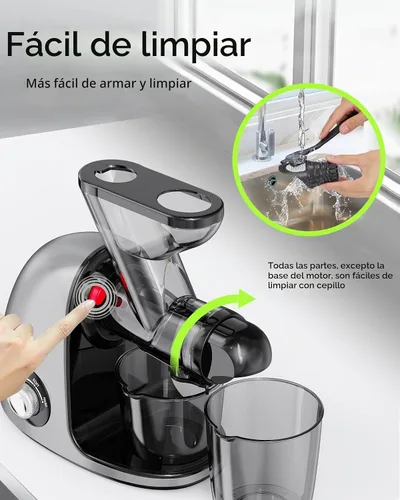 Vista 6 de SIFENE Compact Slow Masticating Juicer, Dual Feed Chute, 150W Motor, Gray