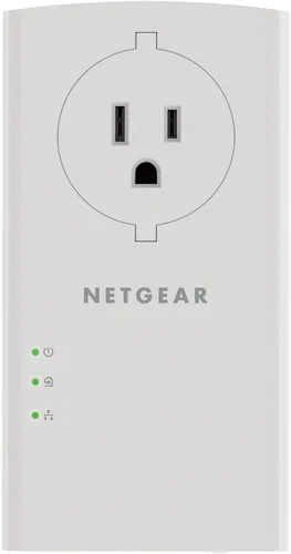 Vista 5 de NETGEAR Kit adaptador Powerline, enchufe de pared de 2000 Mbps, 2 puertos Gigabit Ethernet con paso a través + salida adicional (PLP2000-100PAS)
