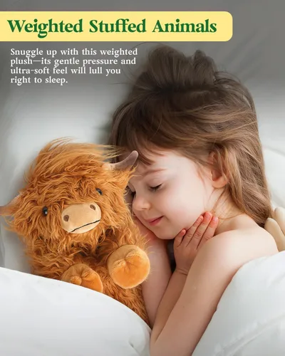 Vista 3 de Cuckool Highland Cow - Animales de peluche, adorable animal de peluche esponjoso de ganado de las tierras altas, lindo peluche suave de vaca