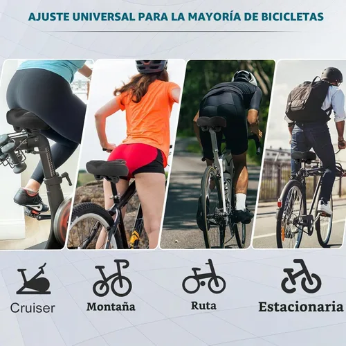 Vista 6 de Asiento de bicicleta cómodo de gran tamaño, amortiguador de golpes y transpirable, resistente al agua, reemplazo de sillín de bicicleta