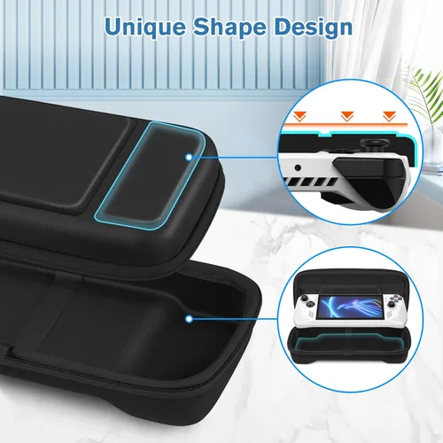 Vista 6 de Fintie Case for ASUS ROG Ally X 2024 ROG Ally 2023, Shockproof Protective Cover Hard Shell with Inner Pocket & 14 Game Card Slots for ASUS ROG Ally