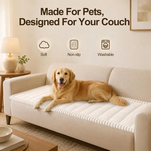 Vista 39 de decorUhome Funda de sofá para perros, funda antideslizante y mullida para sofá, para asiento, respaldo y reposabrazos, protector de sofá suave
