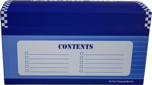 Vista 4 de Caja de cofre del tesoro, tamaño de escritorio azul de superhéroe Tamaño de escritorio