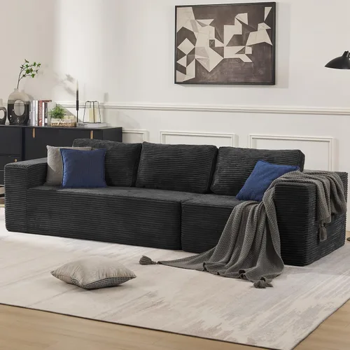 Vista 12 de Furnify Sofá modular tapizado de espuma de 30", Sofá de piso tapizado con almohada, Silla puf para dormitorio y sala de estar, No requiere