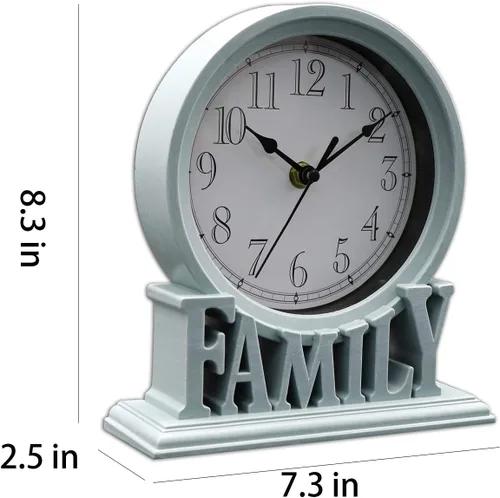 Vista 6 de Reloj de mesa de 6.5 pulgadas, estilo vintage, sin tictac, con repisa, funciona con pilas, con movimiento de cuarzo, vidrio HD para niños Cottage