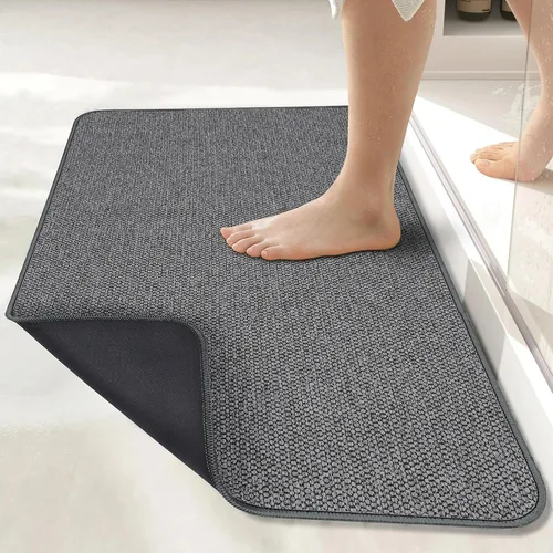 Vista 7 de Tapete de baño ultrafino, con base de goma, antideslizante, secado rápido, lavable a máquina, pelo bajo, absorbente, para ducha exterior, fregadero
