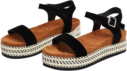 Vista 2 de Cookinty Sandalias para mujer Casual Verano Cómodo Plataforma Gruesa Sandalias Planas Comodidad Verano Playa Romana Zapatos de Viaje