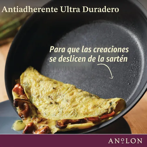 Vista 7 de Anolon Smart Stack - Juego de sartén antiadherente anodizada dura / Juego de sartenes - 8.5 pulgadas y 10 pulgadas, negro