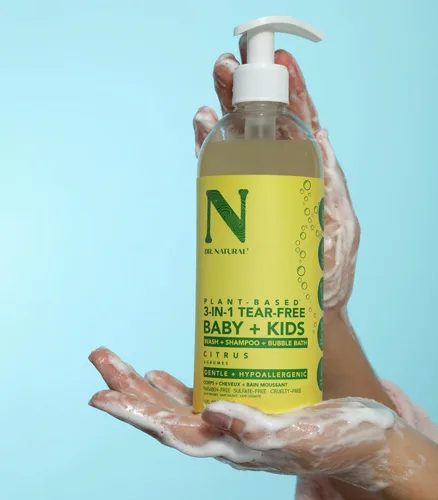 Vista 7 de Dr. Natural Jabón 3 en 1 para bebés y niños sin lágrimas, jabón y champú para bebés de la cabeza a los pies, gel de baño hidratante para piel