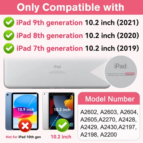 Vista 2 de Funda para iPad 9ª/ 8ª/ 7ª Generación 10.2 Pulgadas (2021/2020/2019), Funda Protectora Resistente a Golpes de Alta Resistencia para iPad 10.2